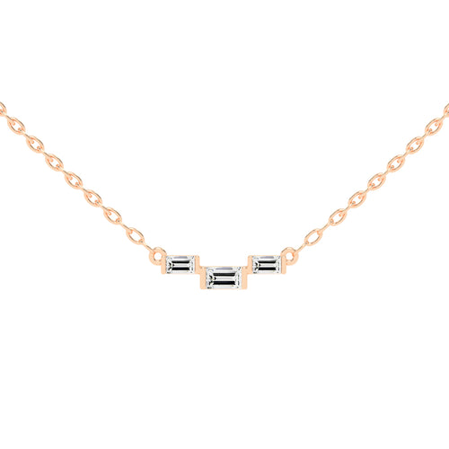 Halia Three Stone Emerald Cut Fancy Lab Diamond Pendant