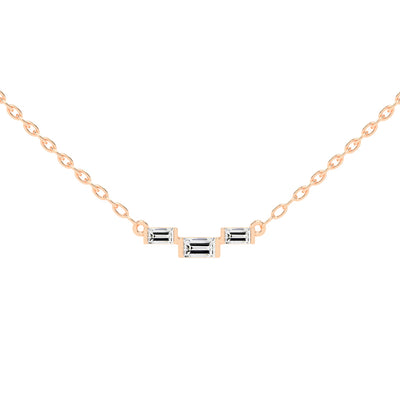 Halia Three Stone Emerald Cut Fancy Lab Diamond Pendant