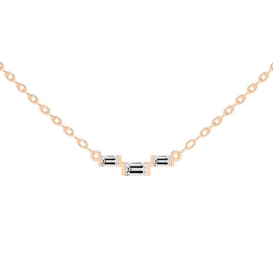 Halia Three Stone Emerald Cut Fancy Lab Diamond Pendant