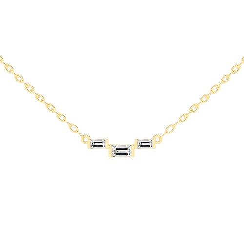 Halia Three Stone Emerald Cut Fancy Lab Diamond Pendant