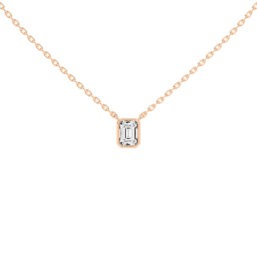 1.5Ct Emerald Shape, Gold, Solitaire Pendants