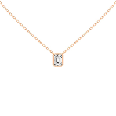 1.5Ct Emerald Shape, Gold, Solitaire Pendants