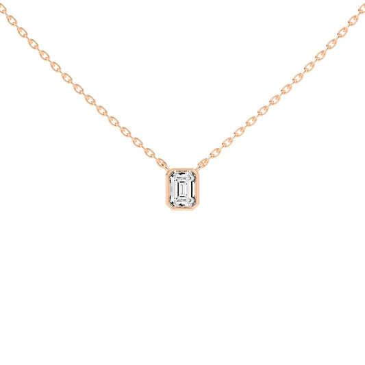 1.5Ct Emerald Shape, Gold, Solitaire Pendants