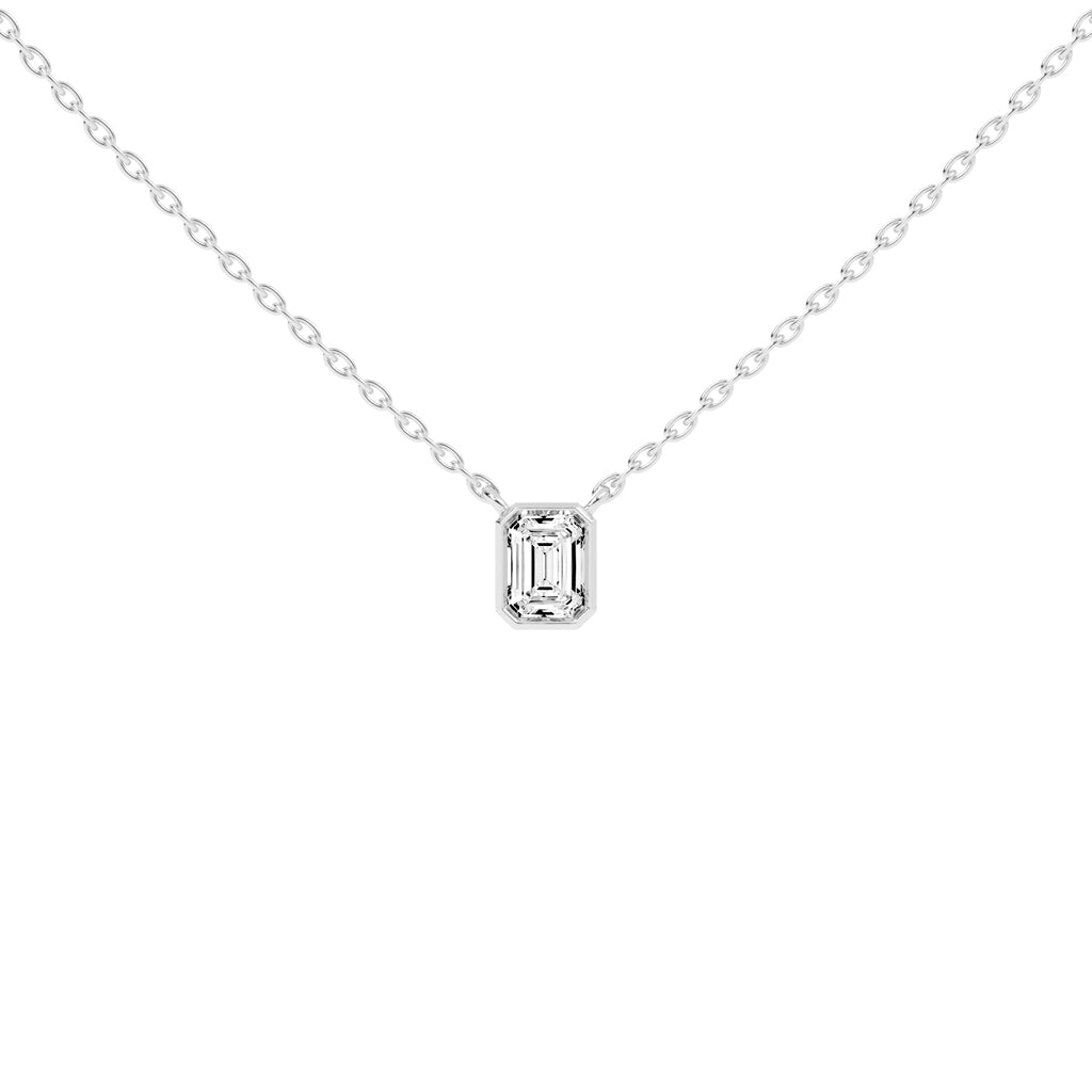 1.5Ct Emerald Shape, Gold, Solitaire Pendants