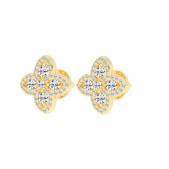 1Ct Round Shape, Rose Gold, Fancy Studs Earrings
