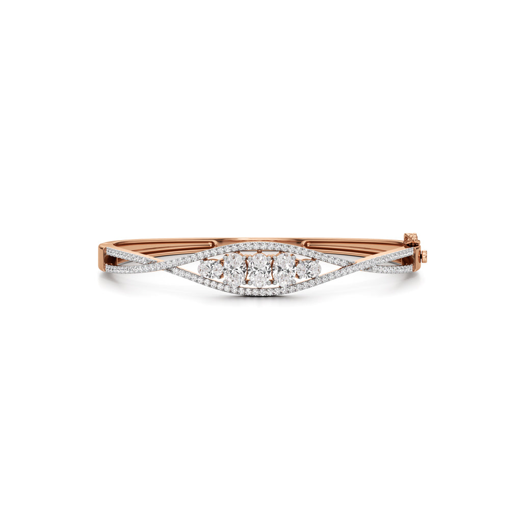 Nessa 225Ct CrissCross Oval Cut Kada Bracelet
