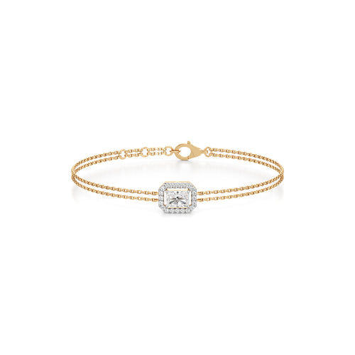 Emerald Cut Lab Grown Diamond Chain Bracelet