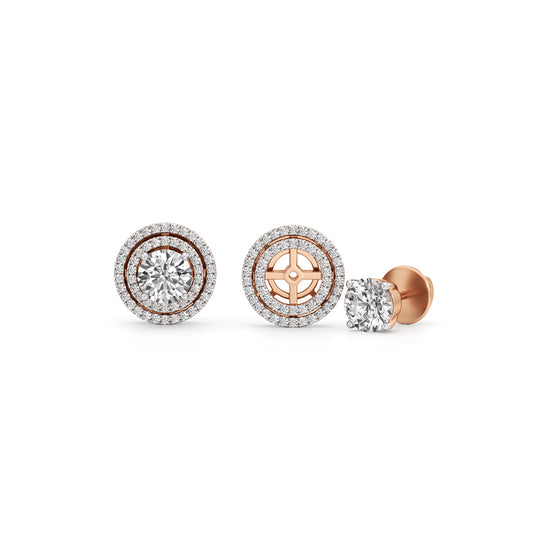 250Ct Round Shape Halo Studs