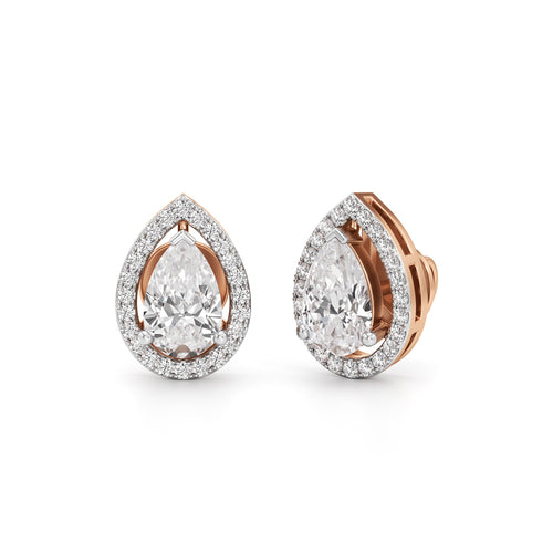 175Ct Pear Shape Halo Studs Earrings