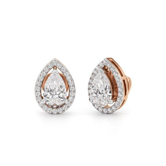 175Ct Pear Shape Halo Studs Earrings