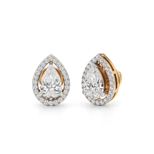 175Ct Pear Shape Halo Studs Earrings