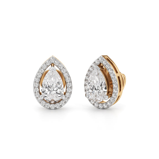 175Ct Pear Shape Halo Studs Earrings