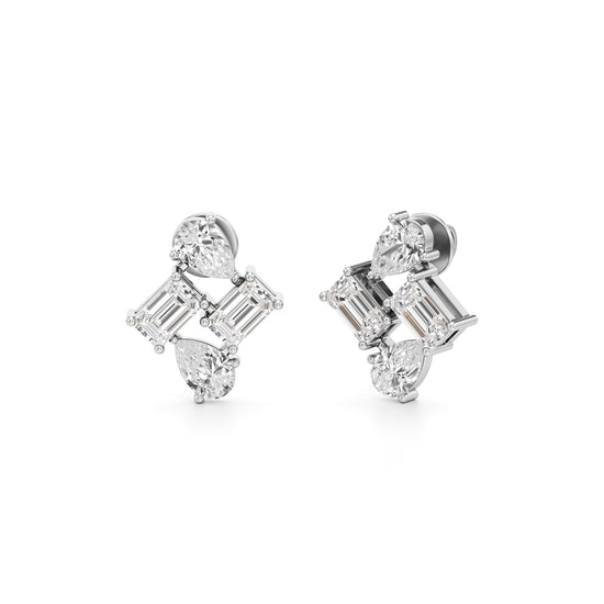2Ct Emerald Shape Fancy Studs Earrings