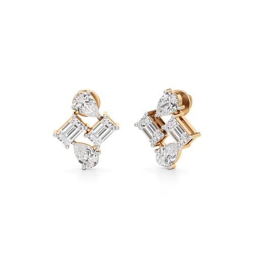 2Ct Emerald Shape Fancy Studs Earrings
