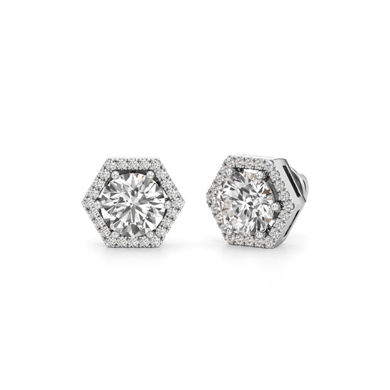 225Ct Round Shape Halo Studs Earrings