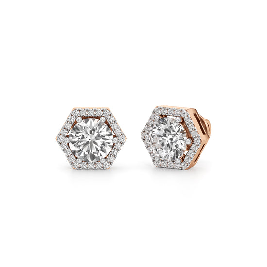 225Ct Round Shape Halo Studs Earrings