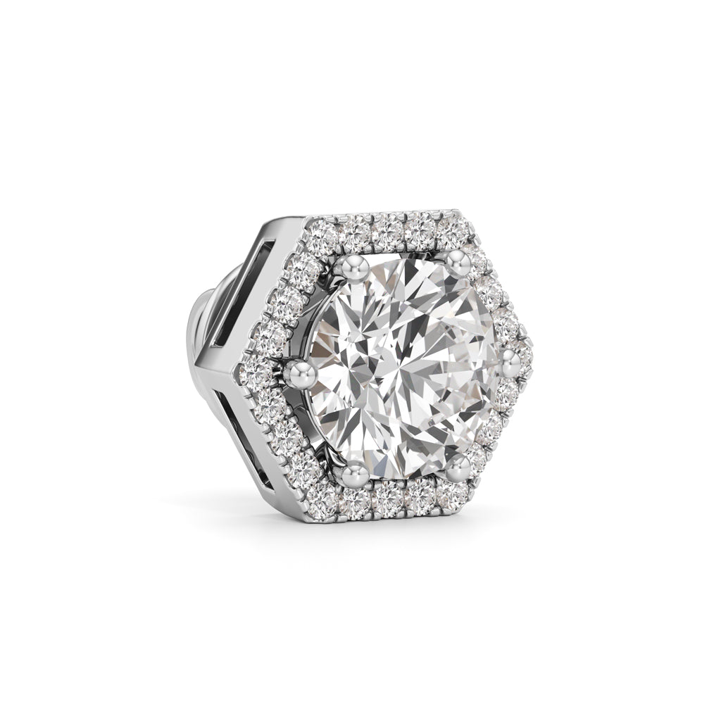 225Ct Round Shape Halo Studs Earrings