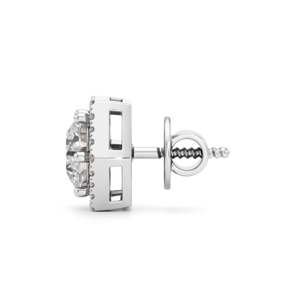 225Ct Round Shape Halo Studs Earrings