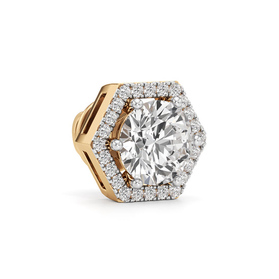 225Ct Round Shape Halo Studs Earrings