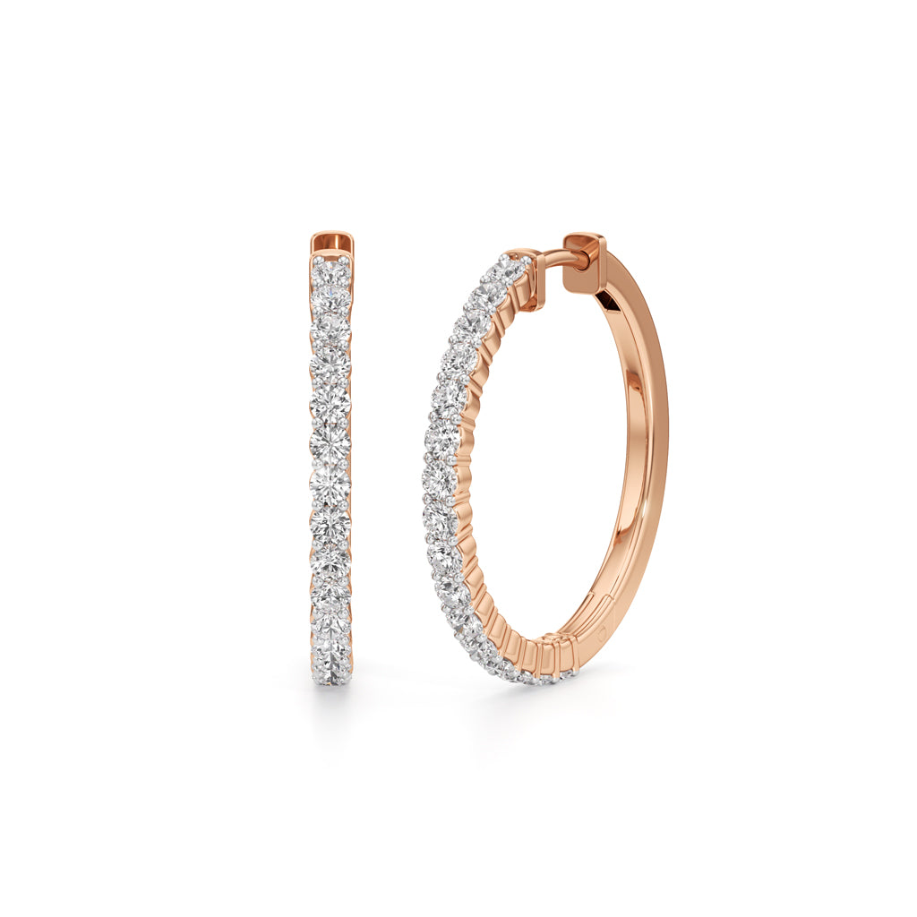 125Ct Round Shape Hoops Earrings