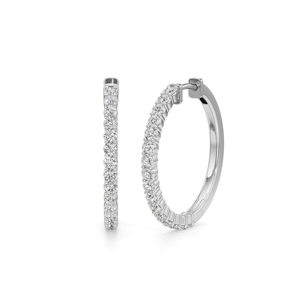 125Ct Round Shape Hoops Earrings