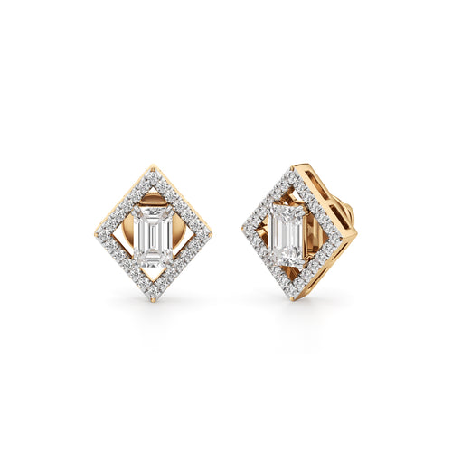 125Ct Emerald Shape Fancy Studs Earrings