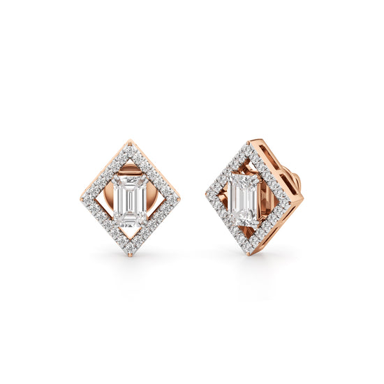 125Ct Emerald Shape Fancy Studs Earrings