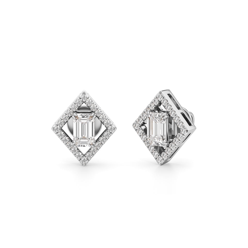 125Ct Emerald Shape Fancy Studs Earrings