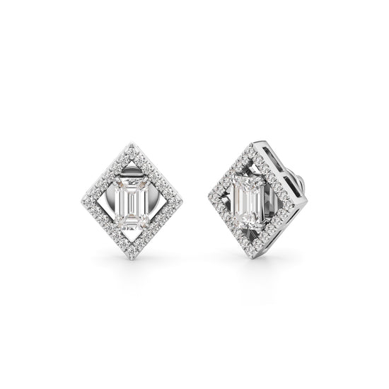 125Ct Emerald Shape Fancy Studs Earrings