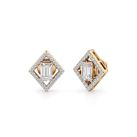 125Ct Emerald Shape Fancy Studs Earrings