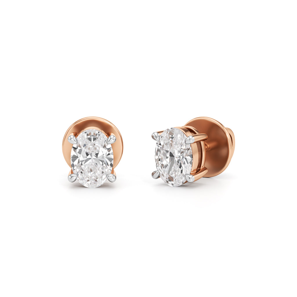 05Ct Oval Shape Solitaire Studs Earrings