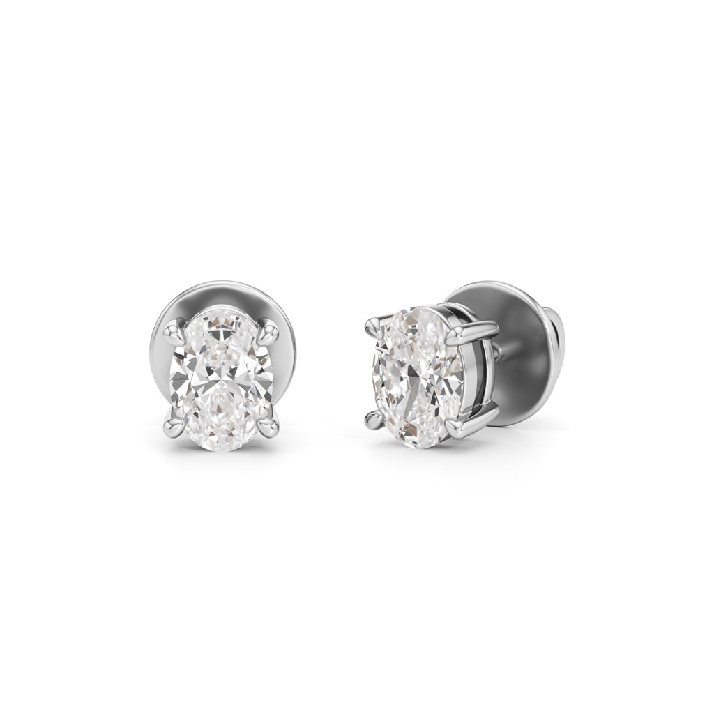 05Ct Oval Shape Solitaire Studs Earrings