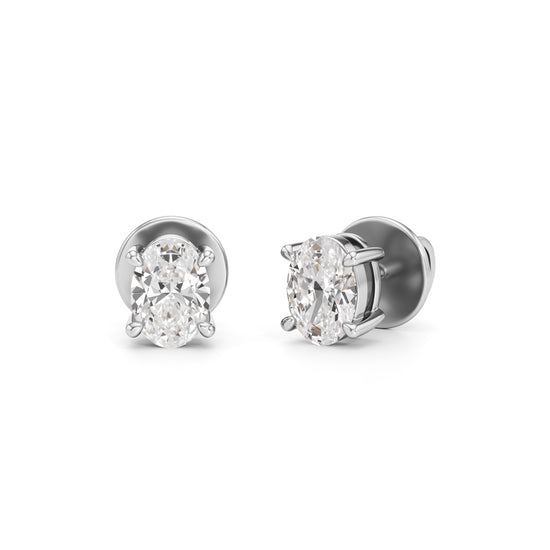 05Ct Oval Shape Solitaire Studs Earrings