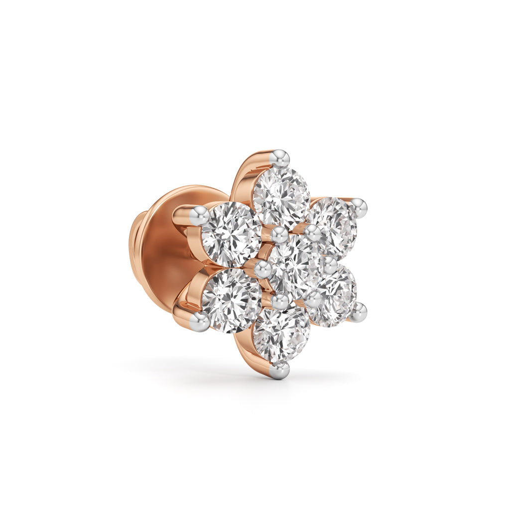 125Ct Round Shape Fancy Studs Earrings