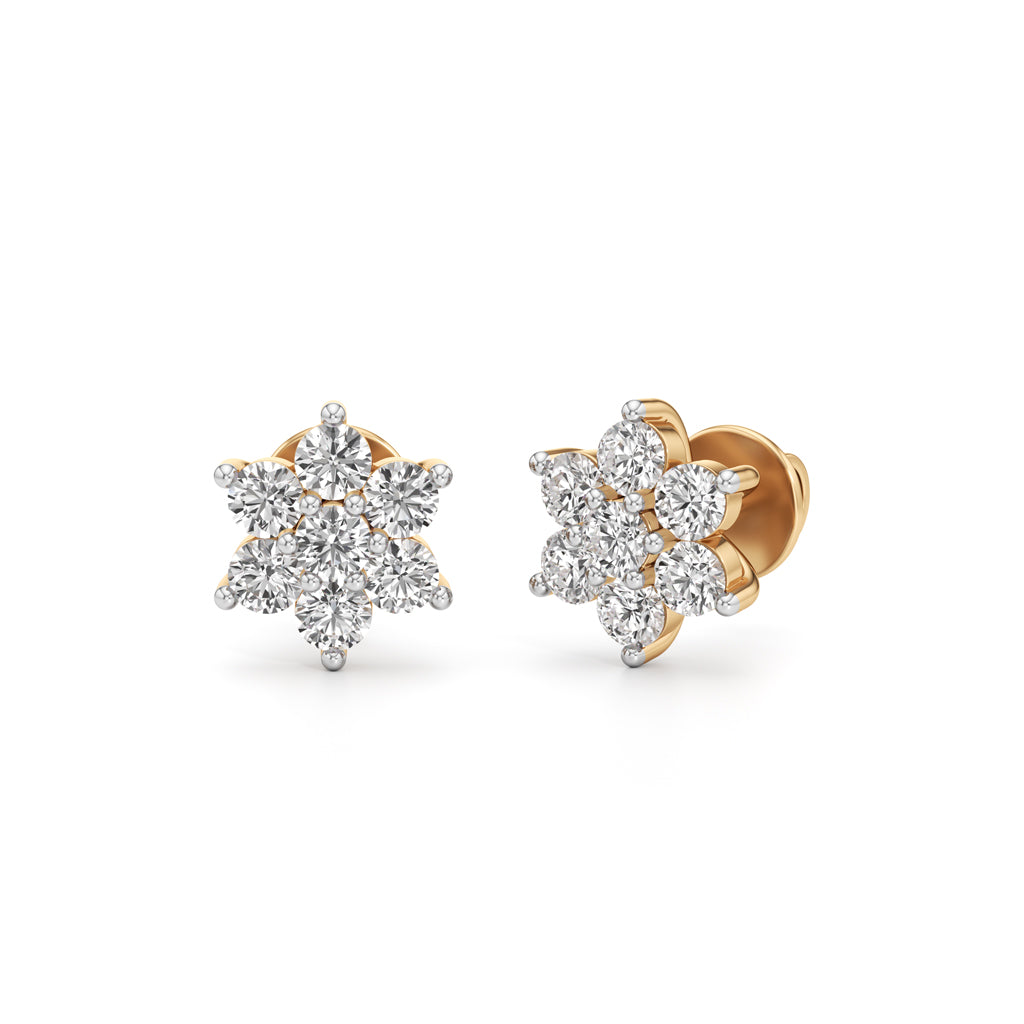 125Ct Round Shape Fancy Studs Earrings