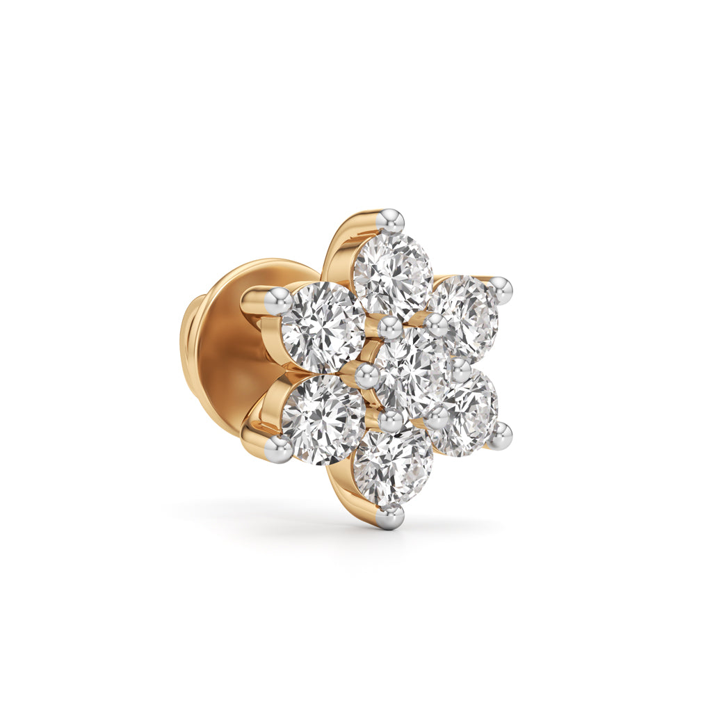 125Ct Round Shape Fancy Studs Earrings