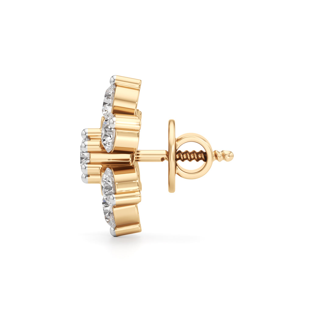 15Ct Round Shape Fancy Studs Earrings