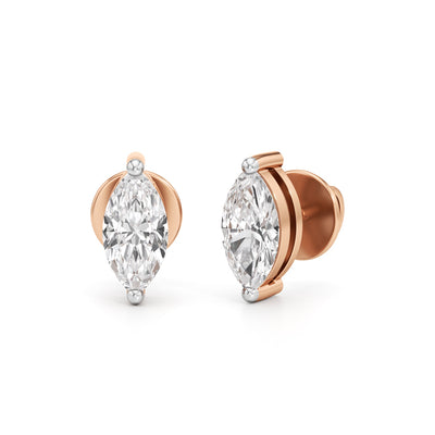 1Ct Marquise Shape Solitaire Studs Earrings