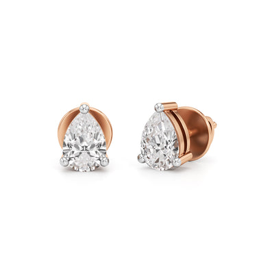 1Ct Pear Shape Solitaire Studs Earrings