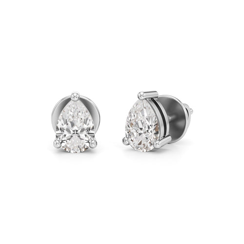 1Ct Pear Shape Solitaire Studs Earrings