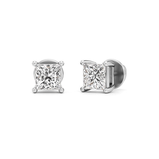 15Ct Princess Shape Solitaire Studs Earrings