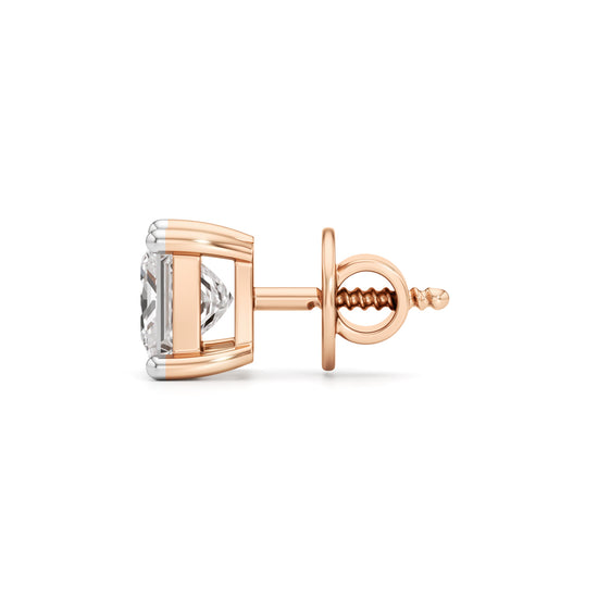 15Ct Princess Shape Solitaire Studs Earrings