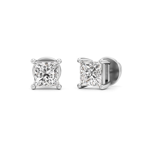 15Ct Princess Shape Solitaire Studs Earrings