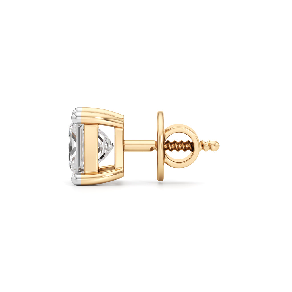 15Ct Princess Shape Solitaire Studs Earrings