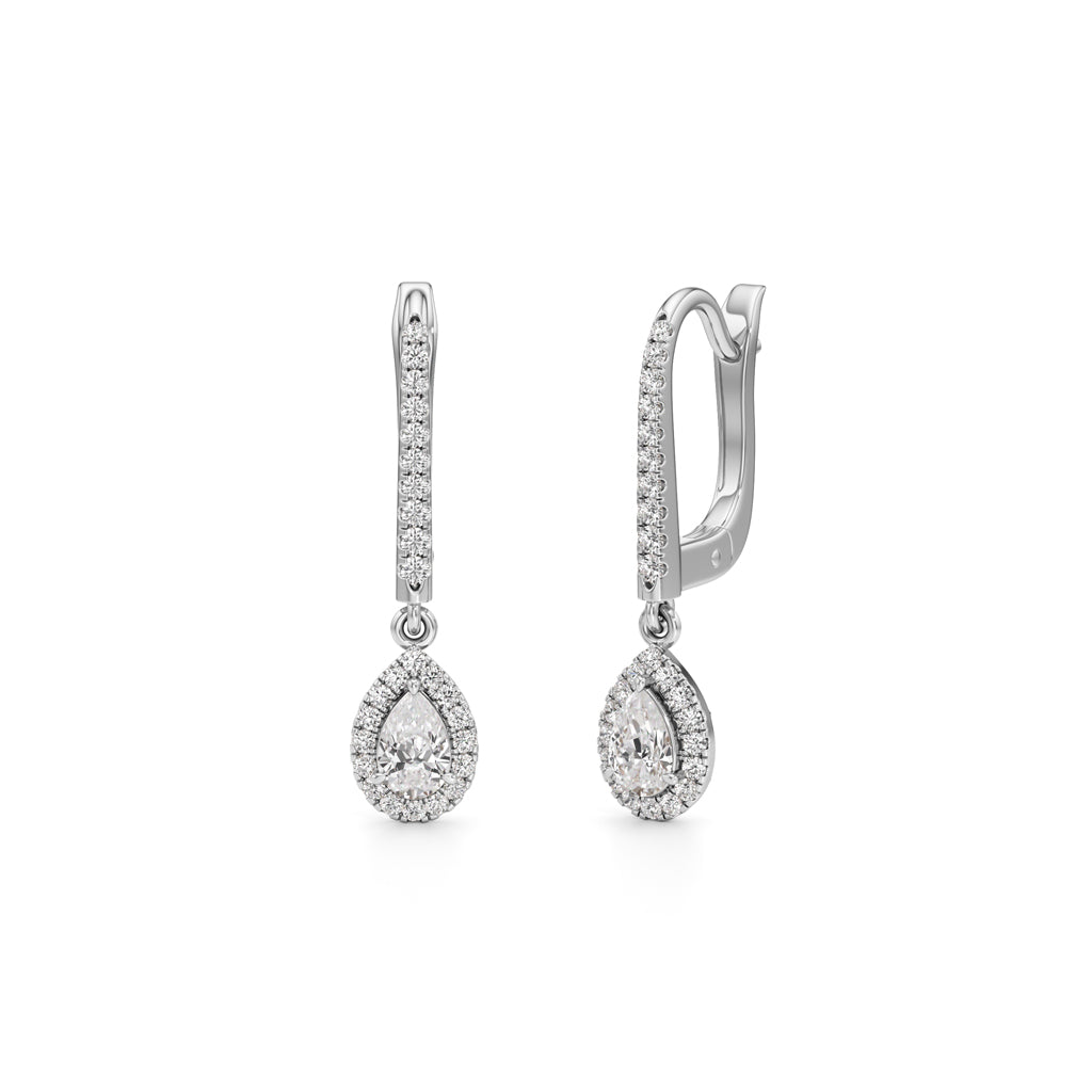 075Ct Pear Shape Hoops Earrings