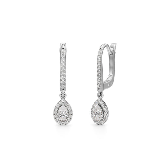 075Ct Pear Shape Hoops Earrings