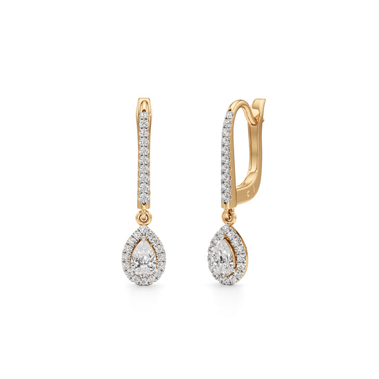 075Ct Pear Shape Hoops Earrings