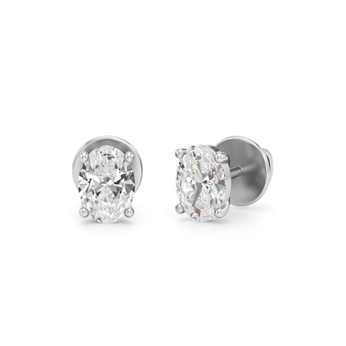 1Ct Oval Shape Solitaire Studs Earrings
