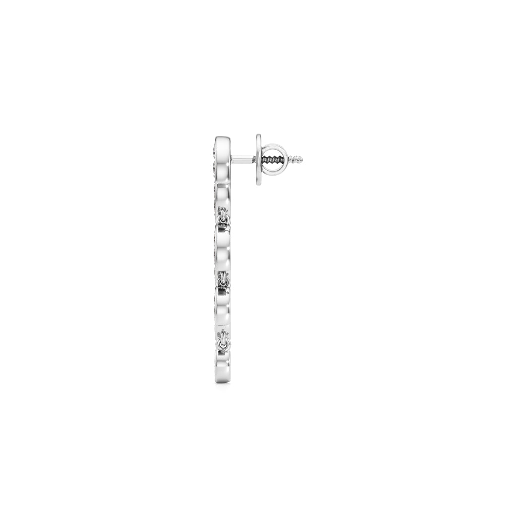 Golden Leaf Cascade Diamond Dangle Earrings