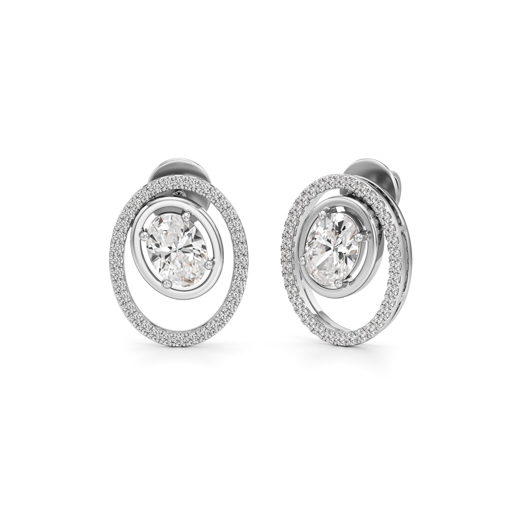 225Ct Oval Shape Fancy Studs Earrings
